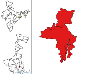 
								Location of Kolkata and surroundings.
							
