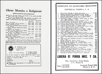 
						“Obras Morales o religiosas” y “Colección de escritores mexicanos”,
								Ábside, núm. 1 (enero-marzo de 1954):
							131-132.
					