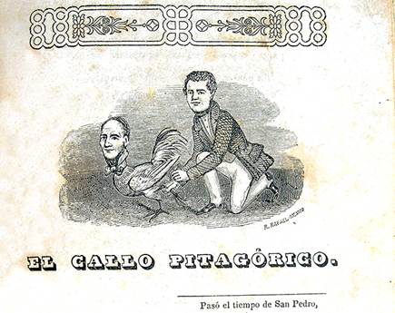 
						Rafael de Rafael, sin título, en El Gallo
									Pitagórico (Imprenta de Ignacio Cumplido, 1845).
								Grabado en madera.
					