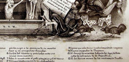 
						“Ensueño del tirano”, Col. Rafael Barajas. Litografía suelta,
							detalle.
					