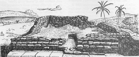 
						Reconstrucción artística del baño de vapor del Montículo 1 de Chiapa de Corzo (según Lowe y Agrinier, 1960: 34).
					