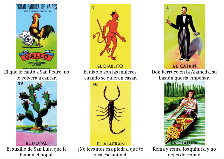 
							Cartas de la Lotería Mexicana.
						