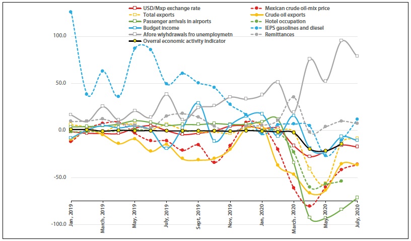 
							Evolution of economic indicators, January 2019 - June 2020
						