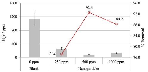 H2S removal at downhole conditions using iron oxide nanoparticles