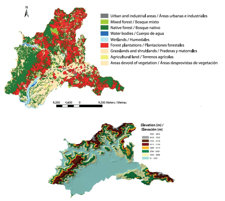 Spatial distribution of forest plantations in southern Chile, an area ...