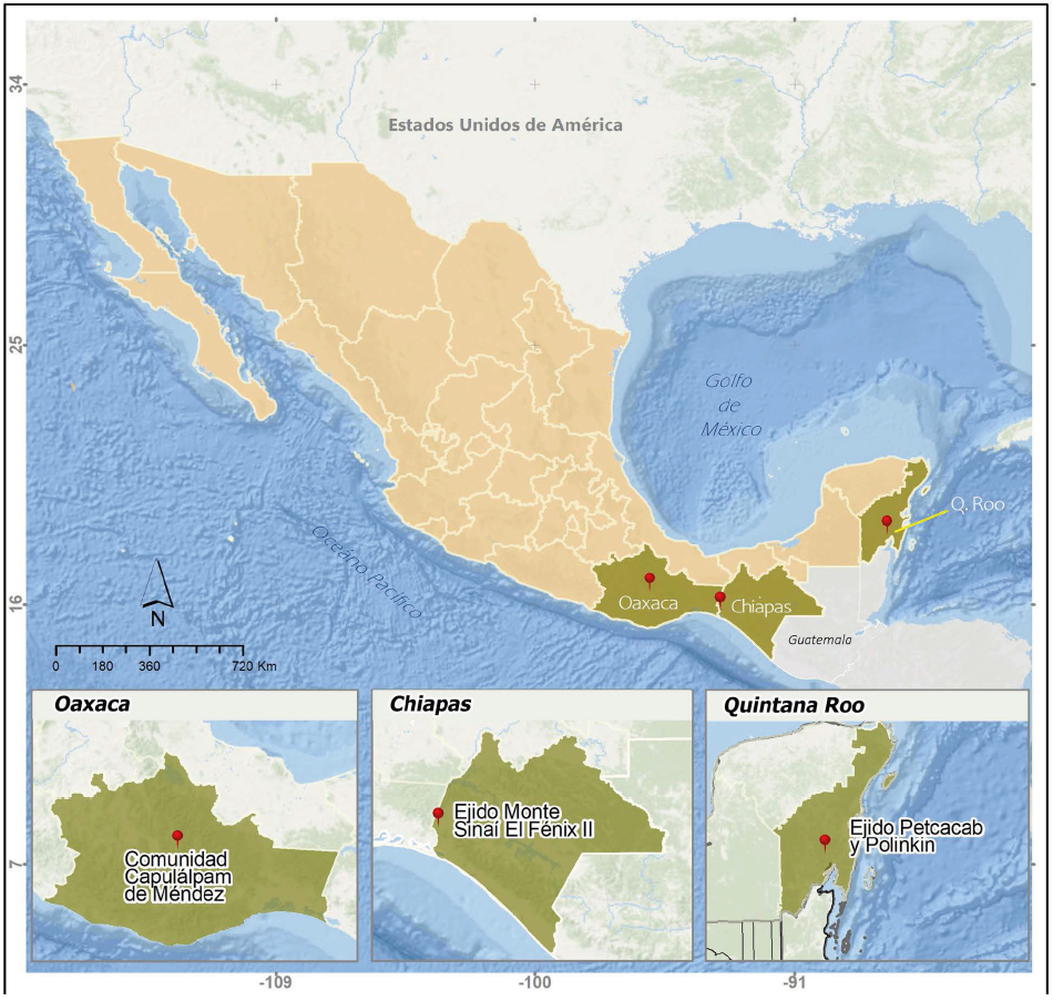 
						Ubicación de las localidades de la investigación
					