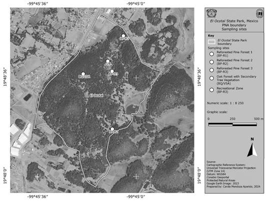 
								Sampling sites in the study area.
							