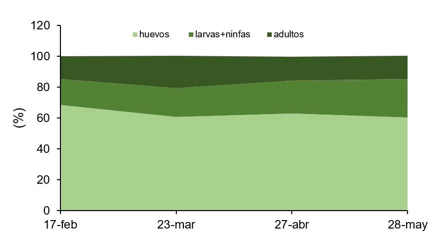 
								Age class structure of Tetranychus
											ludeni in raspberry.
							