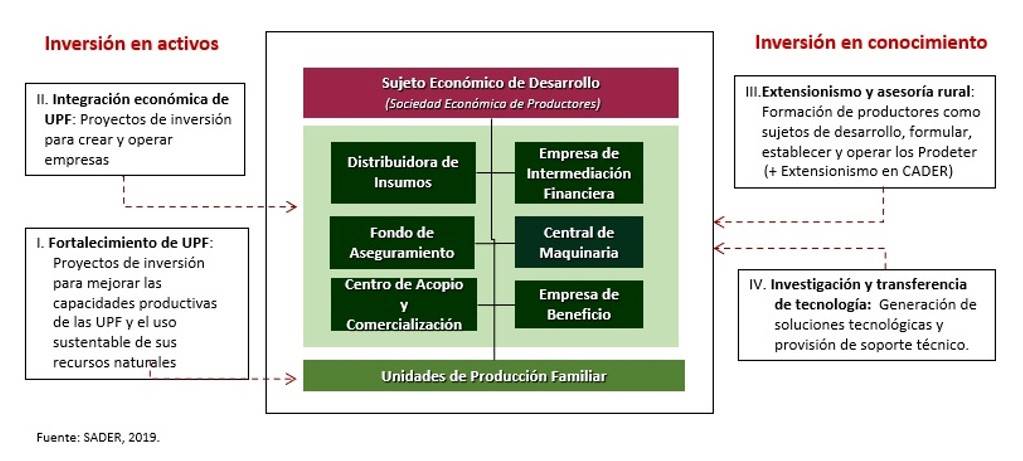 
						Connection between the four components of the program for the design and establishment of a territorial development project (PRODETER), for its acronym in Spanish.
					