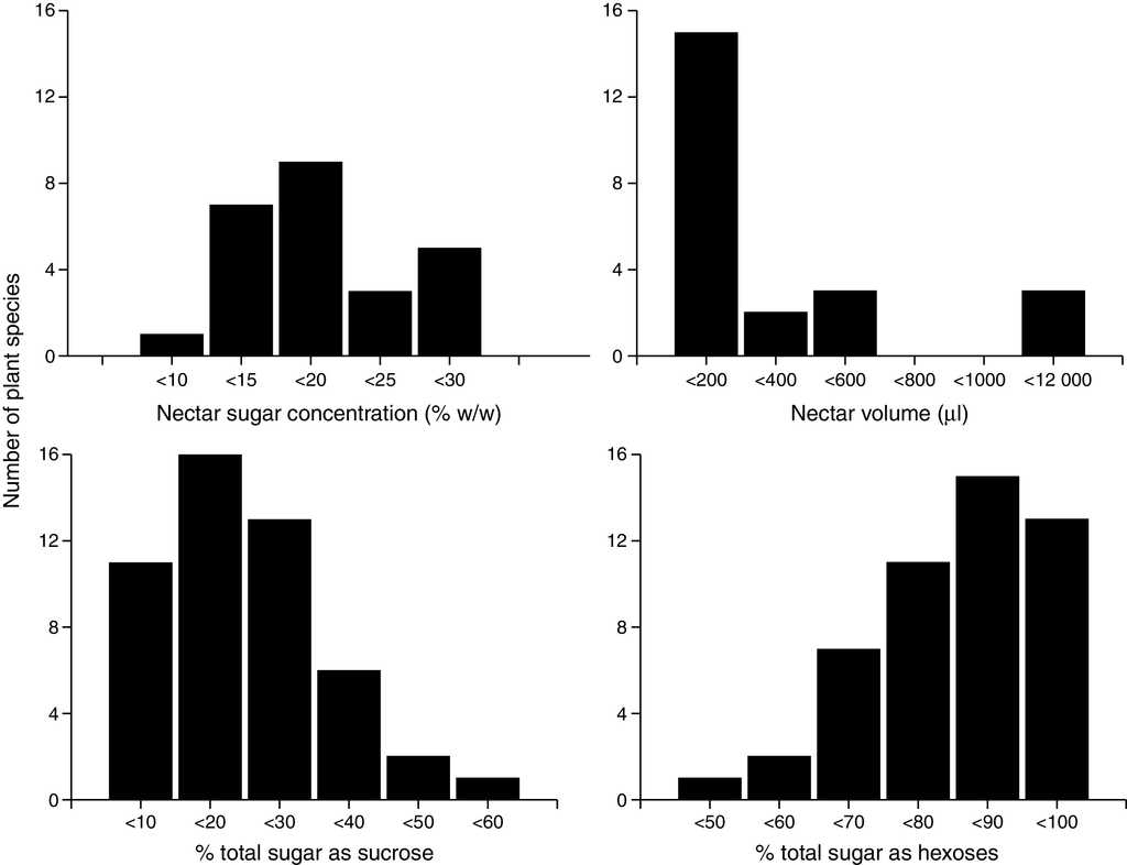 Nectar Graph Factors affecting nectar sugar composition in chiropterophilic plants