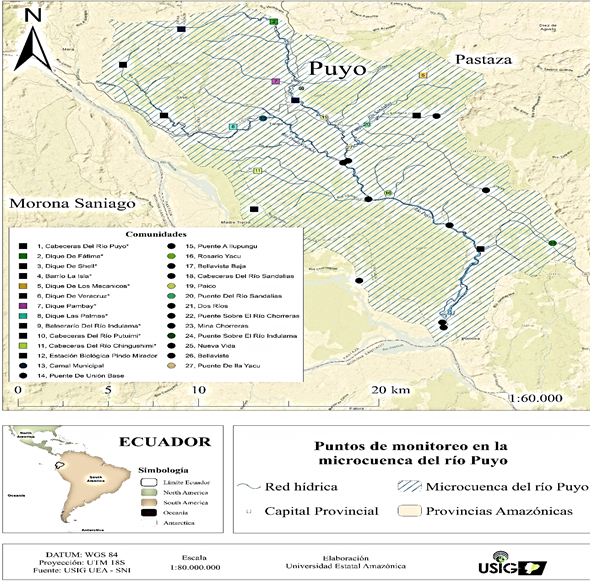 
							Location map of monitoring spots.
						